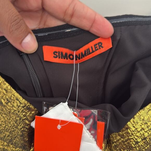 Simon Miller Dali Strapless Crepe Maxi Dress – Black & Gold (Size 4, NWT) - Picture 6 of 8